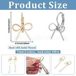 10 Pairs 2 Colors Bowknot Brass Leverback Earrings&nbsp;EJEW-SC0001-93