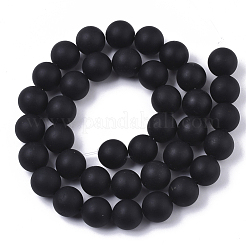 Natural Black Stone Bead Strands&nbsp;G-R193-01-10mm