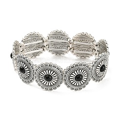 Bohemia Style Alloy Flower Beaded Stretch Bracelets for Women&nbsp;BJEW-H327-02AS