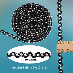 4 Yards Polyester Rhinestone Flower Lace Ribbon&nbsp;OCOR-PH0004-79