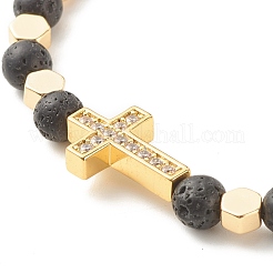Cross Cubic Zirconia Beads Stretch Bracelet&nbsp;BJEW-JB07198