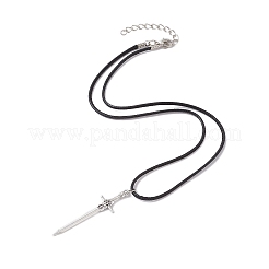 Alloy Sword Pendant Necklace with Waxed Cords&nbsp;X-NJEW-JN04473