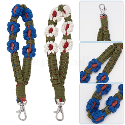 2Pcs 2 Colors Boho Macrame Wristlet Cotton Pendant Decorations&nbsp;HJEW-WR0001-04