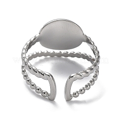 Non-Tarnish 304 Stainless Steel Open Cuff Ring Components&nbsp;STAS-M323-58P