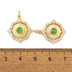 Rack Plating Brass Micro Pave Clear Cubic Zirconia Pendant&nbsp;KK-K367-13G