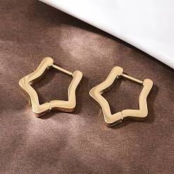 304 Stainless Steel Star Hoop Earrings&nbsp;EJEW-I320-26G-02