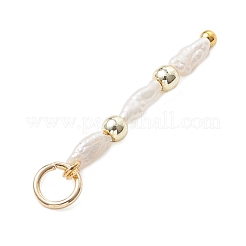 Natural Baroque Keshi Pearl & Electroplate Synthetic Non-magnetic Hematite Beaded Pendants&nbsp;PALLOY-JF05012-01
