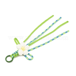 6Pcs Flower Handmade Cotton Knitting & Polyester & Spandex Cord Beaded Pendant Decorations&nbsp;HJEW-JM04417