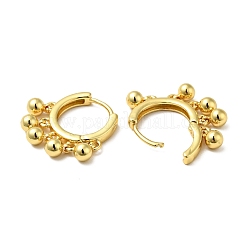 Brass Round Beads Dangle Hoop Earrings for Women&nbsp;EJEW-A079-07G