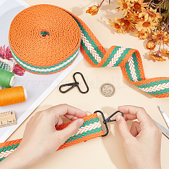 5 Yards Polycotton Striped Ribbon&nbsp;OCOR-WH0090-019B