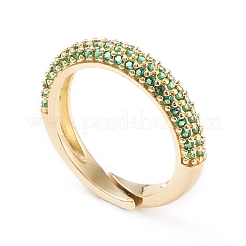 Adjustable Brass Micro Pave Cubic Zirconia Cuff Rings&nbsp;RJEW-L098-007-G