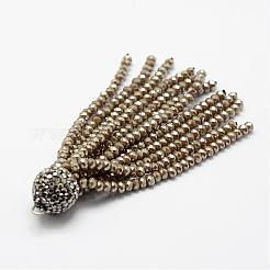 Electroplate Glass Bead Tassel Big Pendants&nbsp;EGLA-P023-10