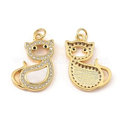 Brass Cubic Zirconia with Shell Pendants&nbsp;KK-K342-21G