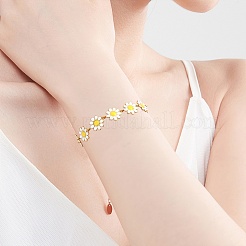 304 Stainless Steel Daisy Flower Link Chains with Enamel&nbsp;AJEW-CJ0001-22B