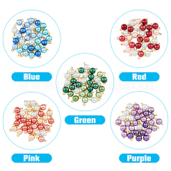 150Pcs 5 Colors Glass Imitation Pearl Connector Charms&nbsp;FIND-HY0001-86