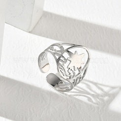 304 Stainless Steel Cuff Open Rings for Women&nbsp;RJEW-F218-01P