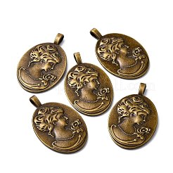 Tibetan Style Alloy Pendant Cabochon Settings&nbsp;TIBEP-5342-AB-FF