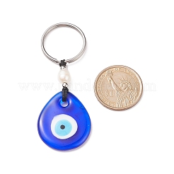 Handmade Lampwork Blue Evil Eye Keychain Key Ring&nbsp;KEYC-JKC00385-01
