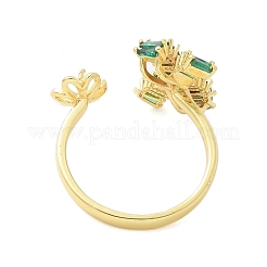 Bowknot & Flower Brass Micro Pave Cubic Zirconia Cuff Ring Settings&nbsp;KK-K297-20G