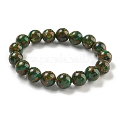 Round Synthetic Gold Clinquant Stone Stretch Bracekets&nbsp;G-P549-02B