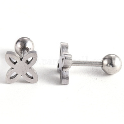 Tarnish Resistant 201 Stainless Steel Flower Barbell Cartilage Earrings&nbsp;EJEW-R147-29
