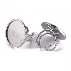 Non-Tarnish 201 Stainless Steel Cuff Pad Ring Settings&nbsp;X-STAS-S080-040G-P