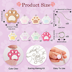 DIY Cat Paw Print Resin Dangle Earring Making Kit&nbsp;DIY-TA0009-51