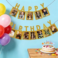Paper Glitter Happy Birthday Photo Hanging Banner&nbsp;DIY-FZC0002-04C