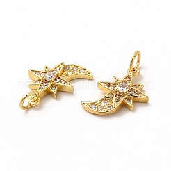 Rack Plating Brass Micro Pave Cubic Zirconia Star Pendants&nbsp;ZIRC-K089-03G