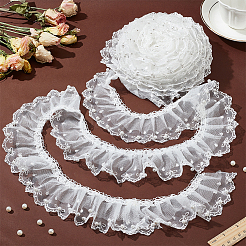 4 Yards Polyester Pleated Bowknot Lace Ribbons&nbsp;OCOR-WH0086-63