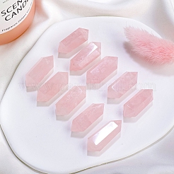 Double Point Tower Natural Rose Quartz Healing Stone Wands&nbsp;PW-WG90298-02