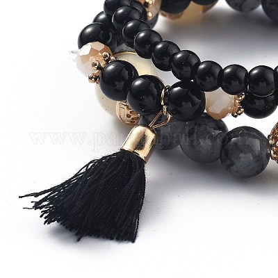 Multi-layered Stretch Bracelets Sets&nbsp;BJEW-H533-01D-1