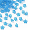 Transparent Acrylic Beads, Flower, Frosted, Sky Blue, 10x5mm, Hole: 1mm, about 460pcs/50g
