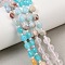 Dyed Natural White Jade & Yellow Aventurine & Synthetic Shoushan Stone Beads Strands, Flat Round, Faceted Coin Beads, with Seed Beads, 6~6.7x4~4.3mm, Hole: 1.1~1.3mm, about 46pcs/strand, 15.16''(38.5cm)