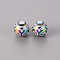 Electroplate Glass Beads, Round with Patten, Multi-color Plated, 10mm, Hole: 1.2mm