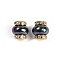 Resin Beads with Brass Rhinestone Rondelle, Lantern-Shaped, for Bracelets, Necklaces, Pen Decor, Cadmium Free & Lead Free, Black, 14.5x13.5mm, Hole: 3.5mm