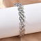 304 Stainless Steel Cuff Bangles for Women, Wave, Stainless Steel Color, Inner Diameter: 2.05x2.32 inch(5.2x5.9cm)