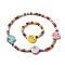 Maple Wood Jewelry Set, Beaded Necklace & Stretch Bracelet, Strawberry, Bracelet: Inner Diameter: 1-3/4 inch(4.4cm), Necklace: 15-3/8 inch(39cm)