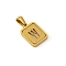 Stainless Steel Pendants, Real 18K Gold Plated, Rectangle, Letter W, 15x12mm