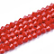 Opaque Solid Color Glass Beads Strands, Imitation Jade, Faceted, Bicone, Red, 4.5x4mm, Hole: 0.8~1mm, about 75~78pcs/strand, 28~29cm