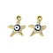UV Plating Alloy Enamel Pendants, with Rhinestone, Golden, Evil Eye, Star, 18x14.5x3mm, Hole: 2mm