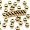 Brass Rhinestone Spacer Beads, Cadmium Free & Lead Free, Grade A, Straight Flange, Golden Metal Color, Rondelle, Jet, 8x3.8mm, Hole: 1.5mm