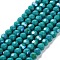 Opaque Glass Beads Strands, Faceted(32 Facets), Round, Dark Turquoise, 8x7~7.5mm, Hole: 1.2mm, about 65~67pcs/strand, 19.49~19.69''(49.5~50cm)