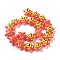 Glass Enamel Beads, Hand Painted Beads Star with Smiling Face Pattern, Coral, 20.5x22x11mm, Hole: 1.6mm