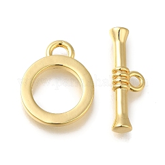 Brass Toggle Clasps, Cadmium Free & Nickel Free & Lead Free, Ring, Real 18K Gold Plated, Ring: 17.5x14x2mm, Hole: 1.7x3mm, Bar: 7x20.5x4mm, Hole: 2mm