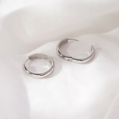 304 Stainless Steel Huggie Hoop Earrings, Stainless Steel Color, 25x24mm