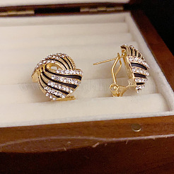 Brass Pave Clear Cubic Zirconia Stud Earrings&nbsp;FS-WG6D7DF-01