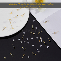 20Pcs 925 Sterling Silver Flat Pad Stud Earring Findings&nbsp;STER-DC0001-63A