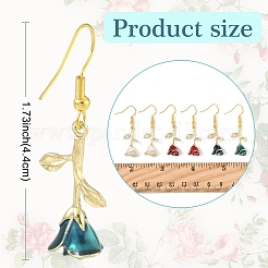 3 Pairs 3 Colors Brass Flower Dangle Earrings&nbsp;EJEW-YW00003