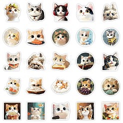 50 Pieces Oil Painting Series Cat Shape Paper Stickers&nbsp;STIC-R001-28